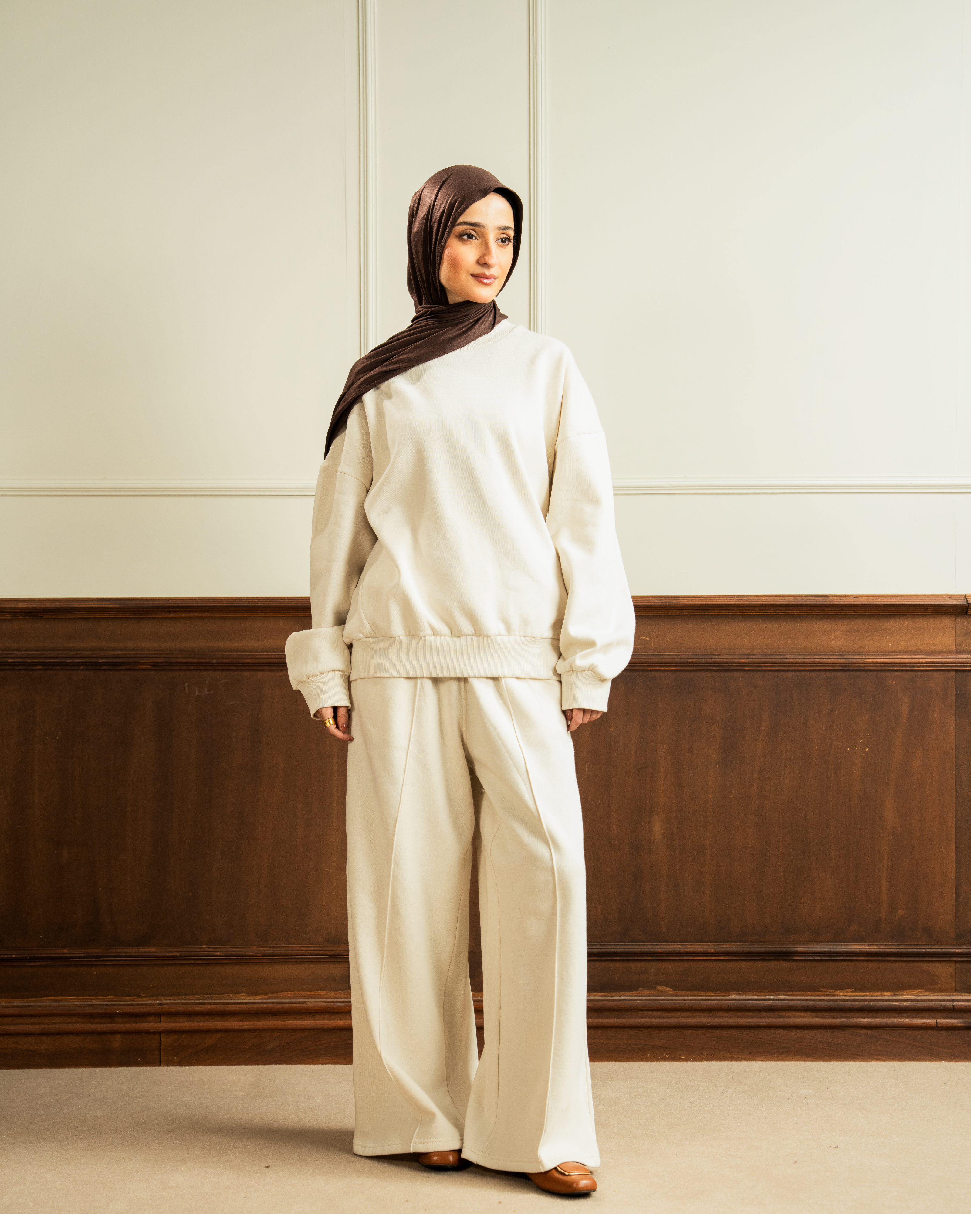 Sweatshirt | Wide Pleated Trouser | Oat Co Ord