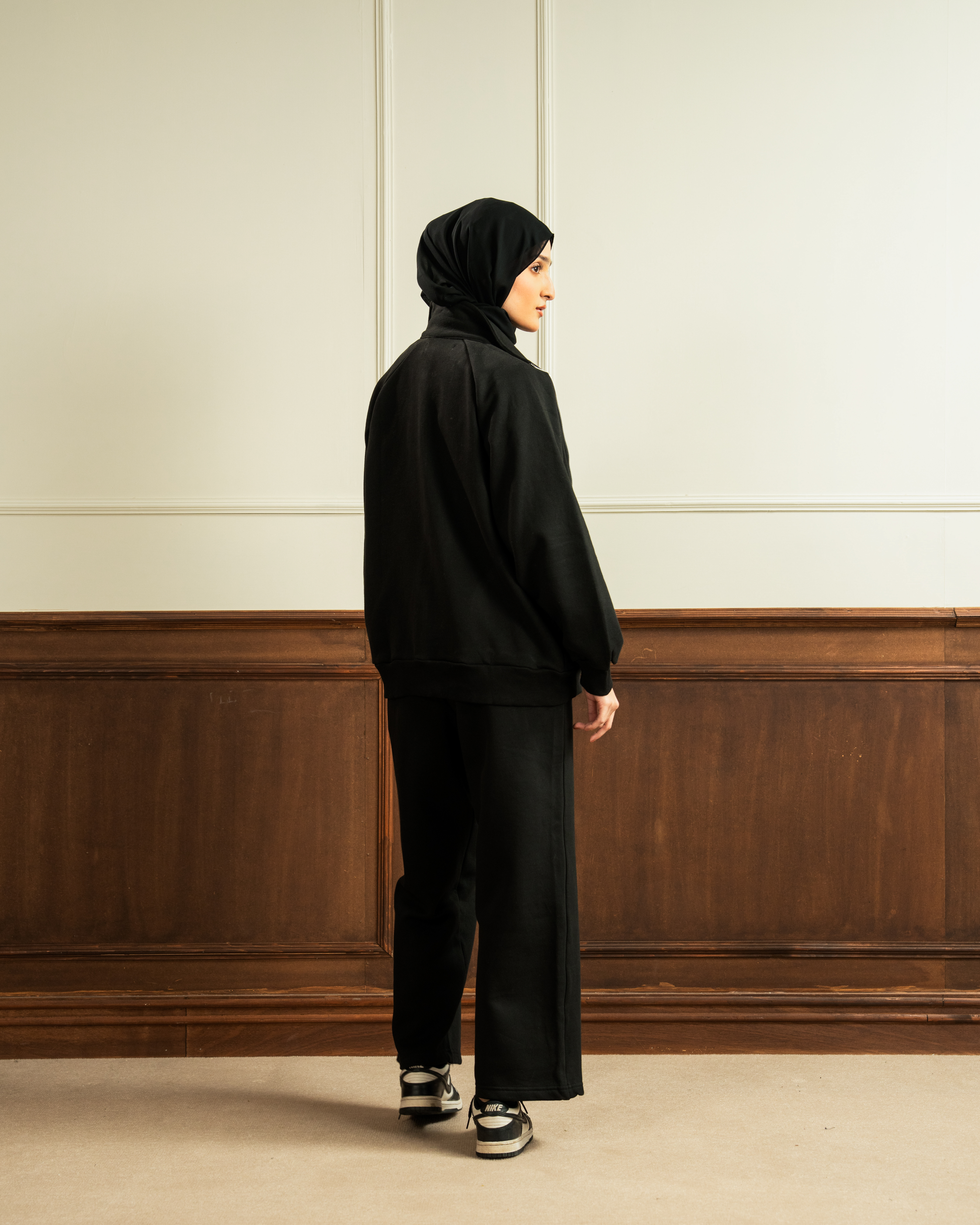 Bomber Jacket | Straight Slit Trouser | Black Co Ord