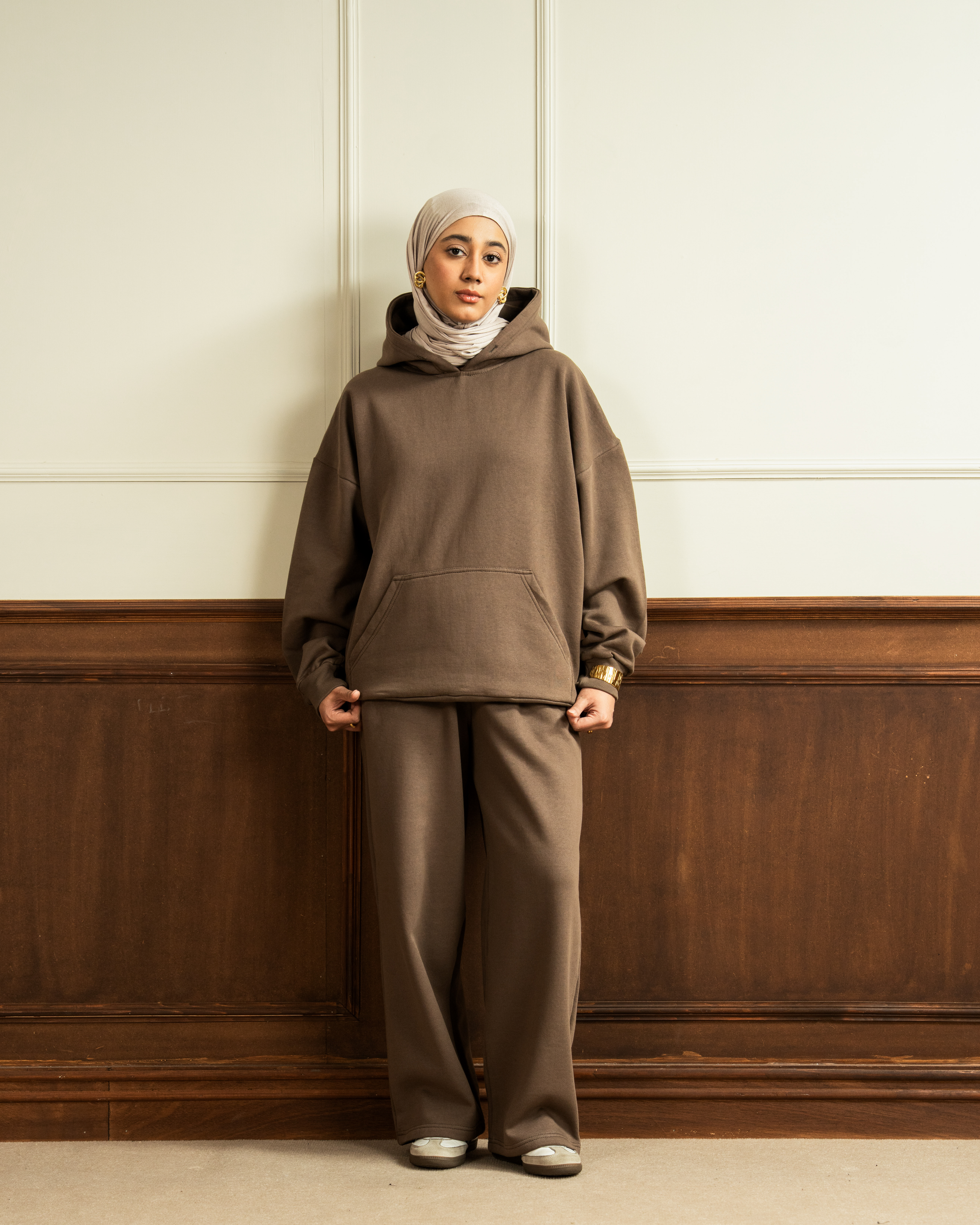 Oversized Hoodie | Straight Fit Trouser | Khaki Brown Co Ord