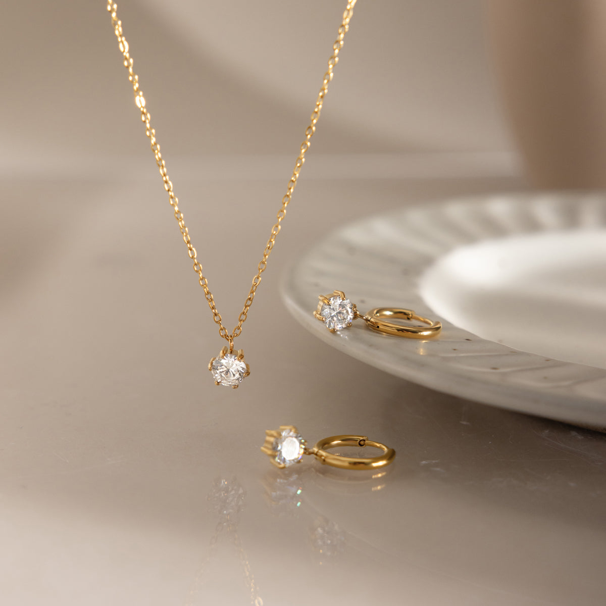 Zircon Necklace & Earring Set