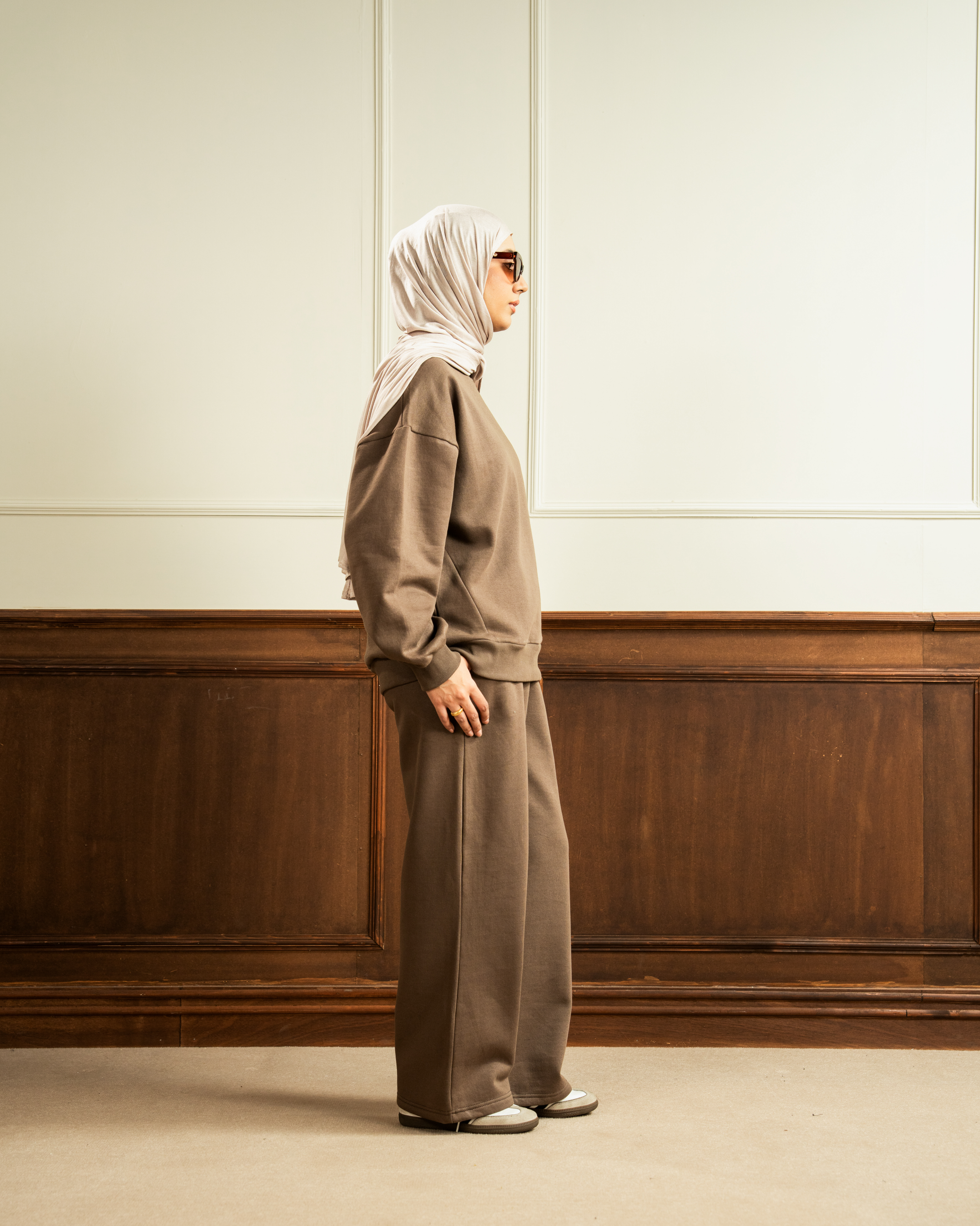 Sweatshirt | Straight Fit Trouser | Khaki Brown Co Ord