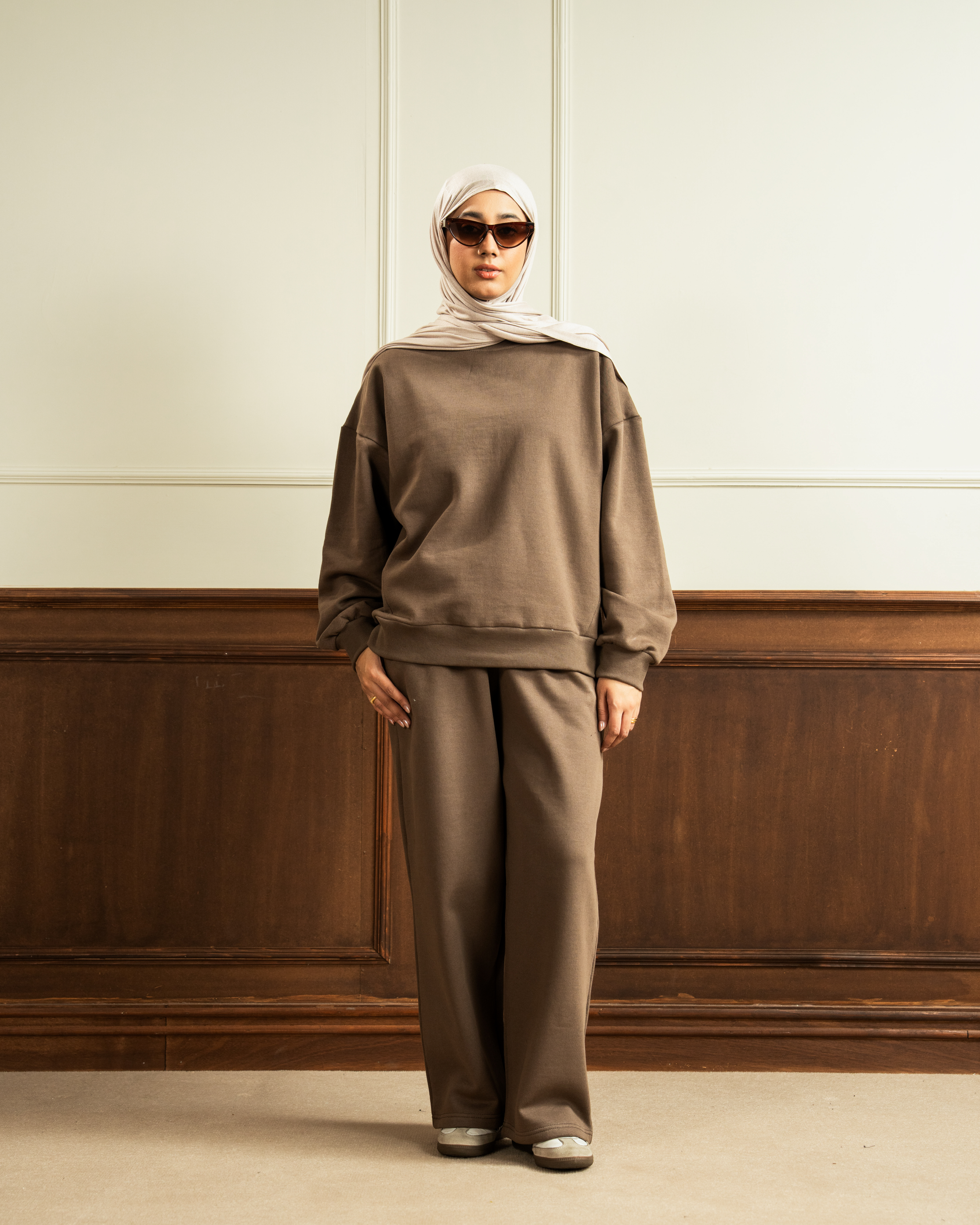 Sweatshirt | Straight Fit Trouser | Khaki Brown Co Ord