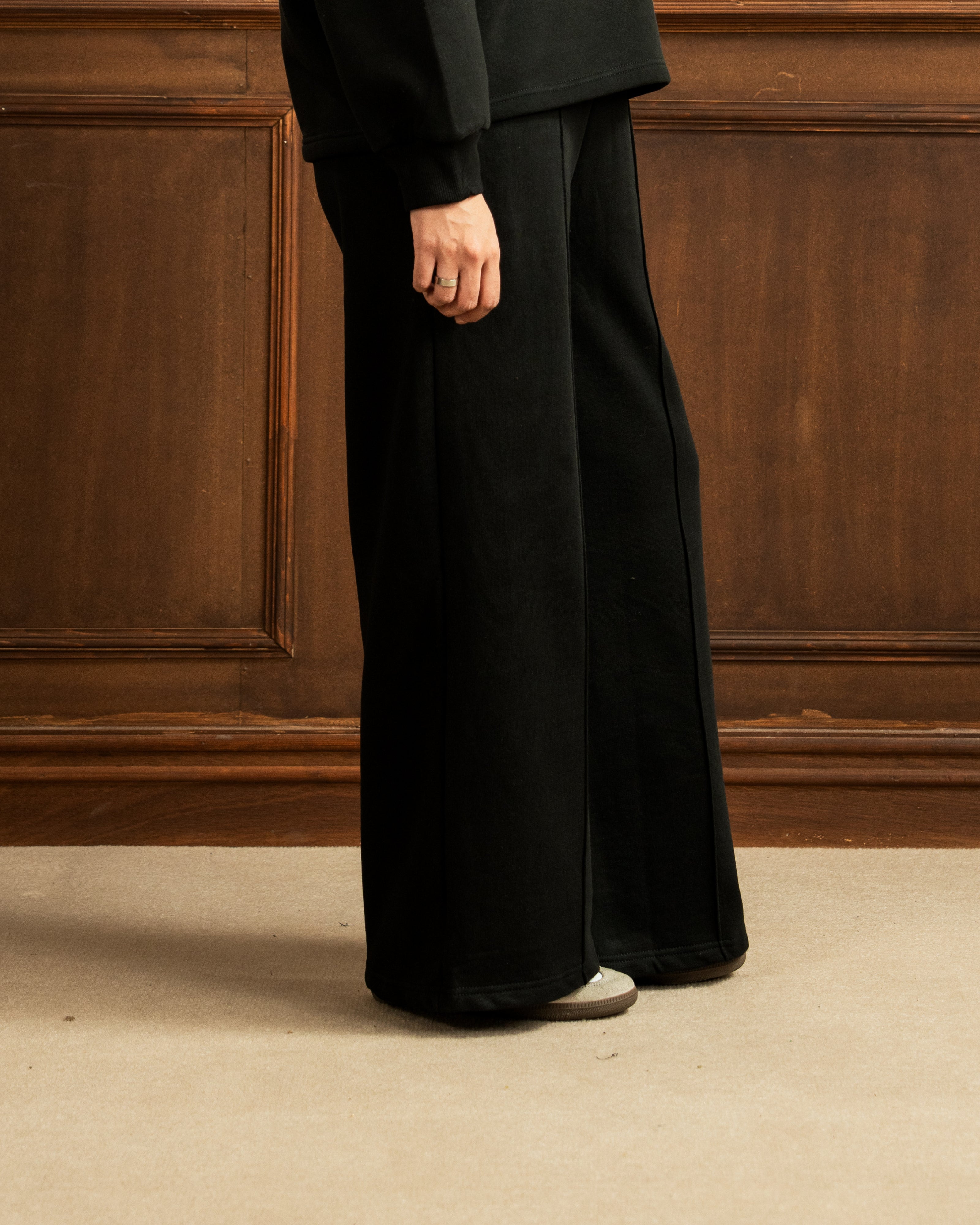 Quarter Zip | Wide Pleated Trouser | Black Co Ord