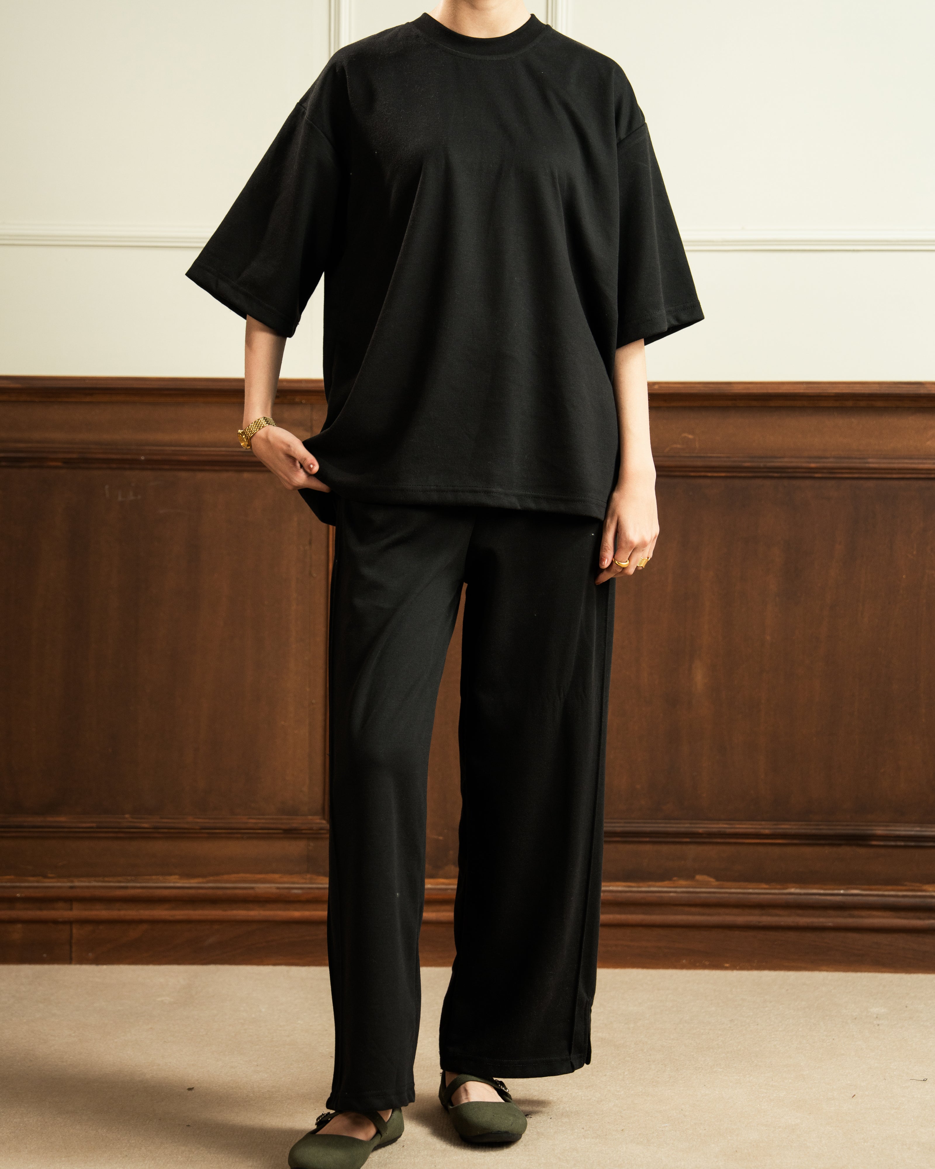 Lux Double Knit Co Ord Set | Black