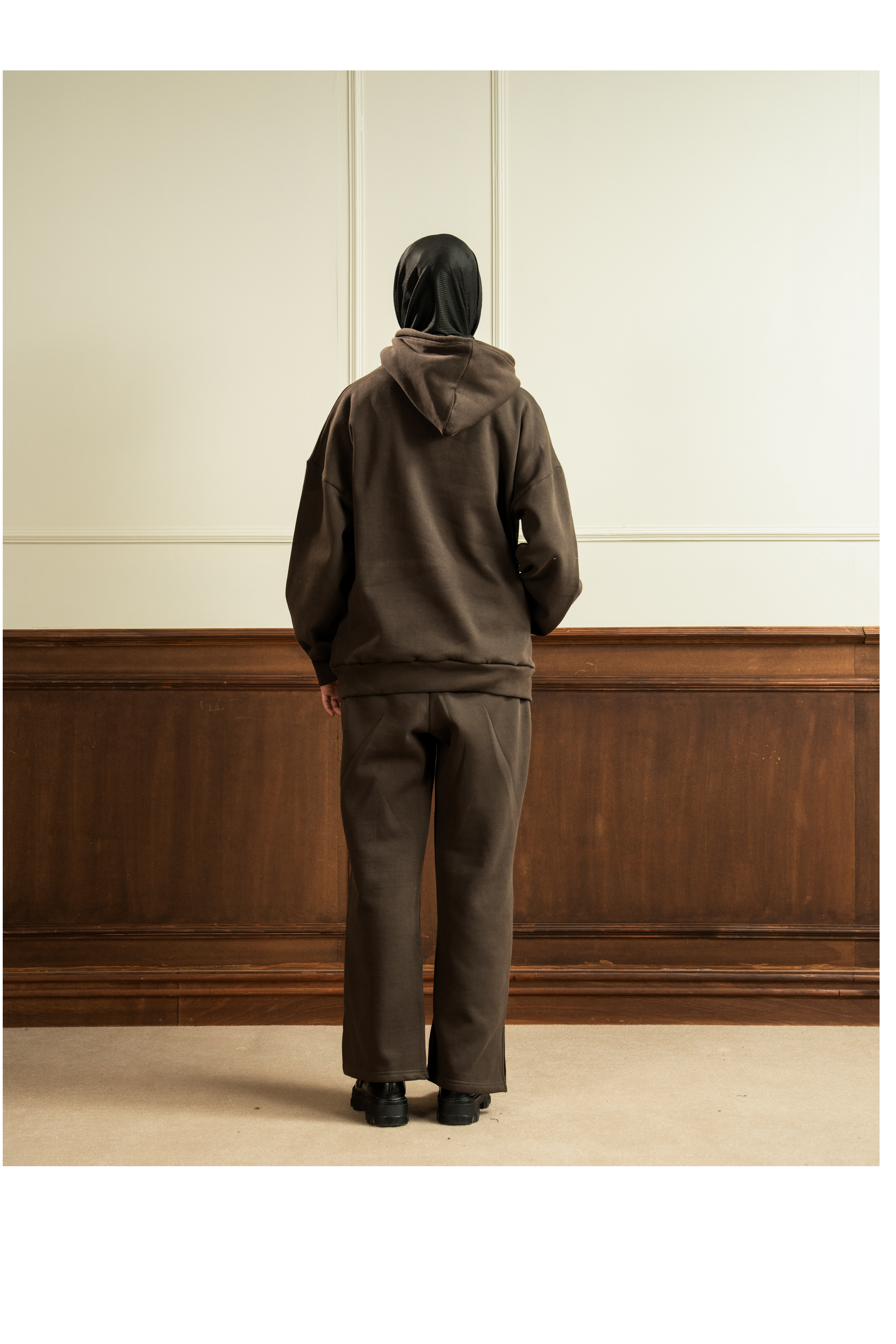 Oversized Hoodie | Straight Slit Trouser | Mocha Brown Co Ord