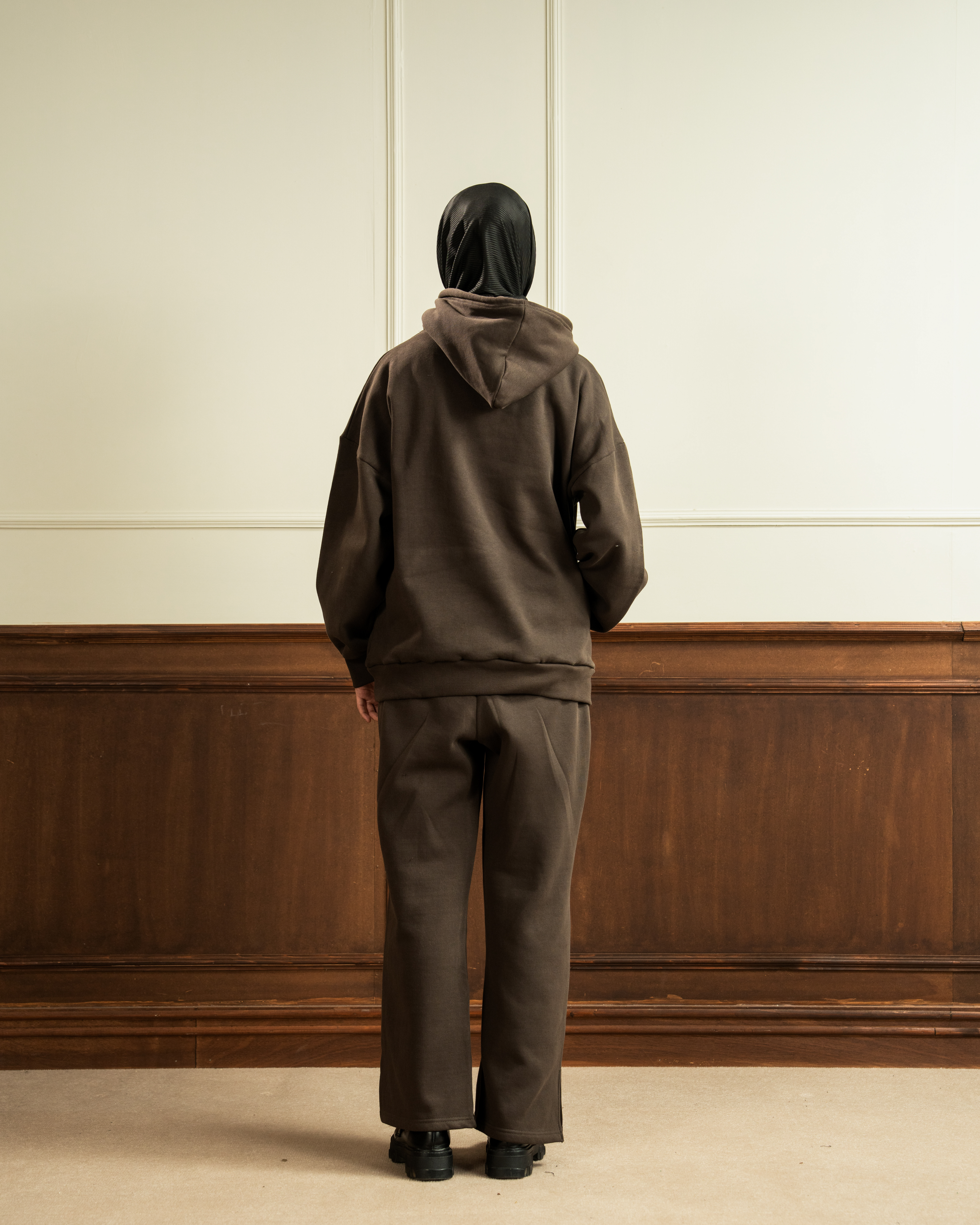 Oversized Hoodie | Straight Slit Trouser | Mocha Brown Co Ord