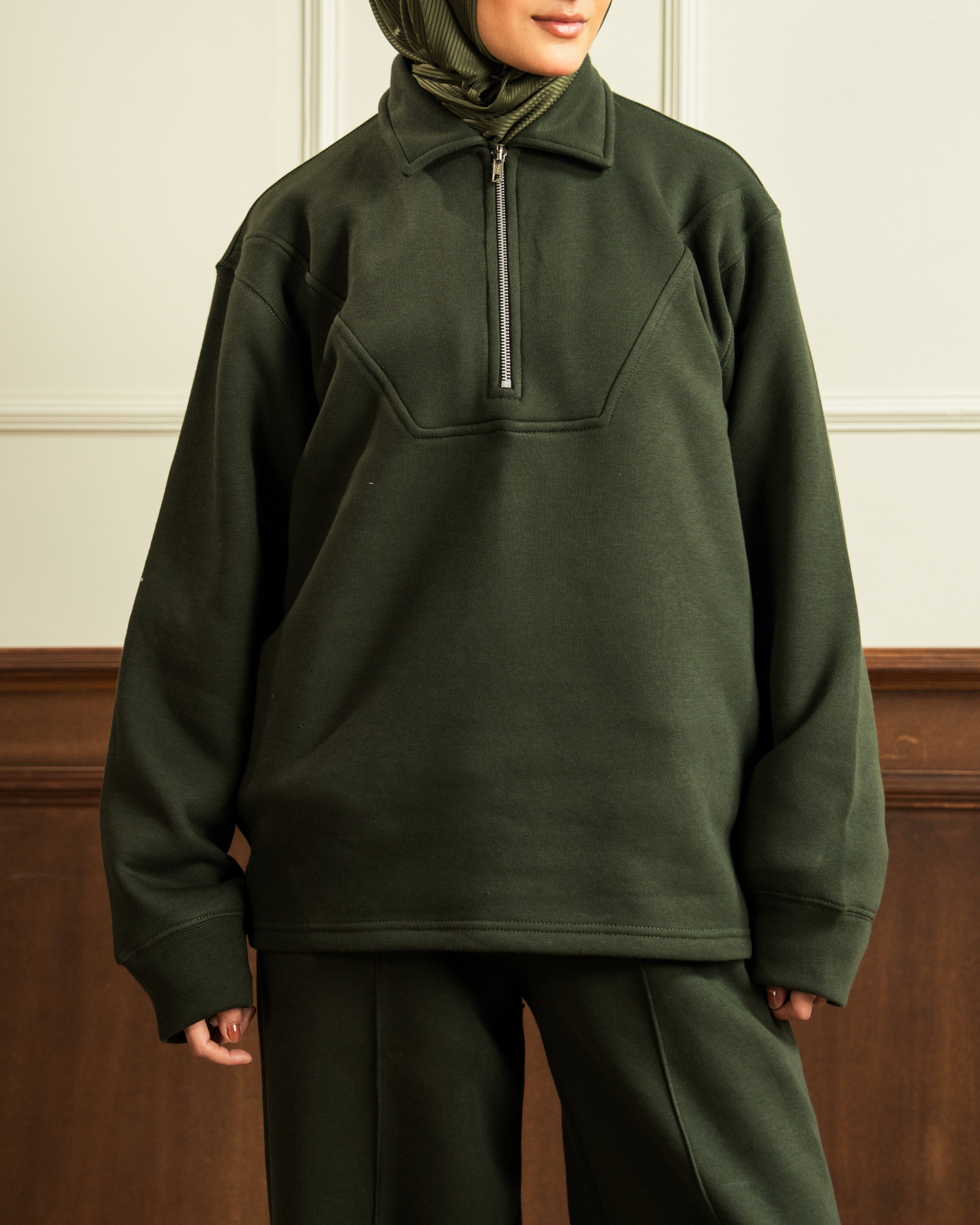 Quarter Zip | Dark Olive Green
