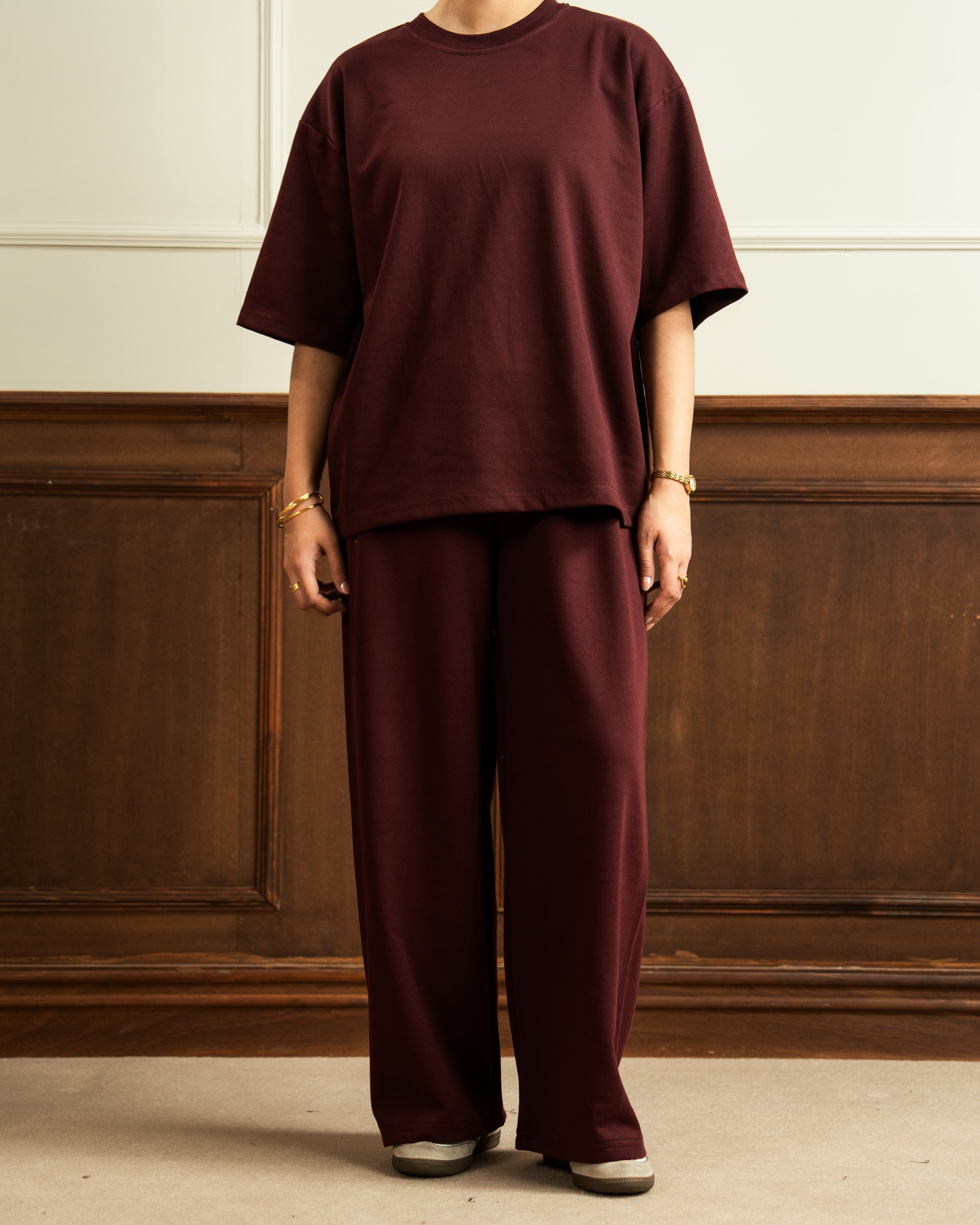 Lux Double Knit Co Ord Set | Maroon