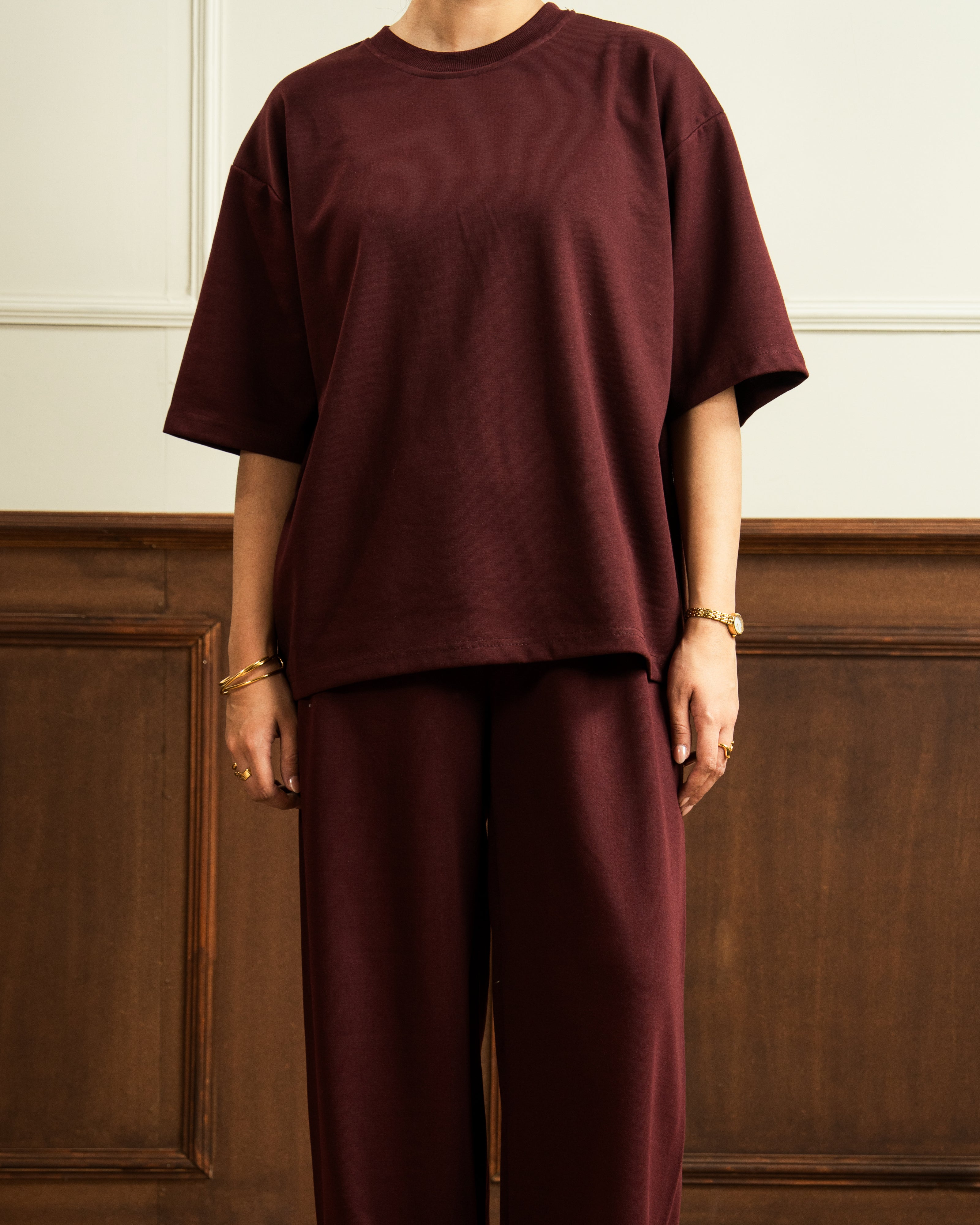 Lux Double Knit Co Ord Set | Maroon