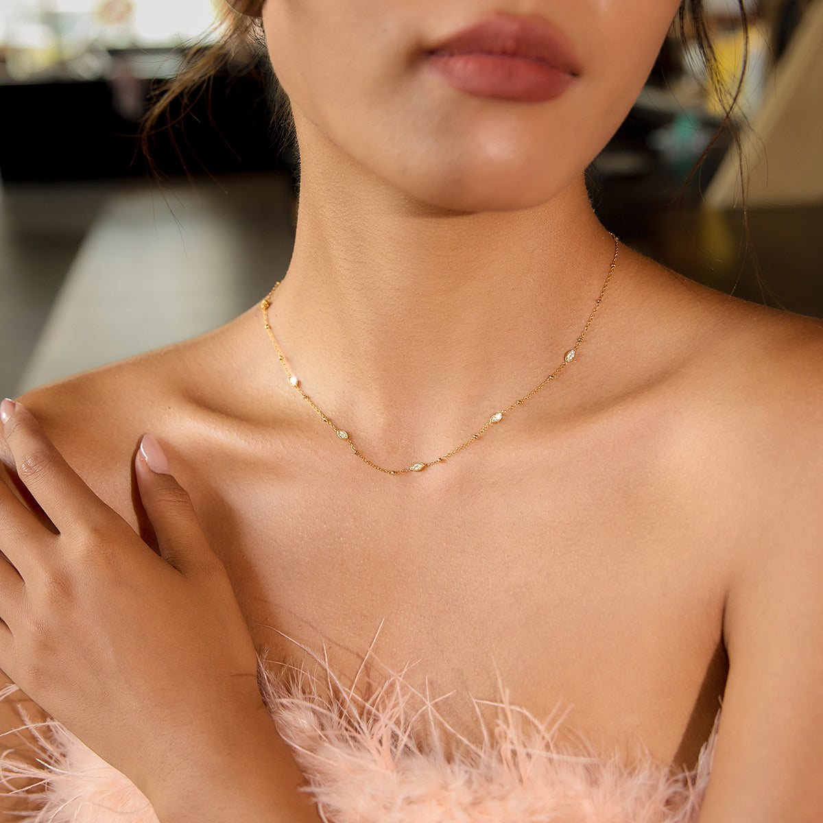 Marquise Bead Necklace