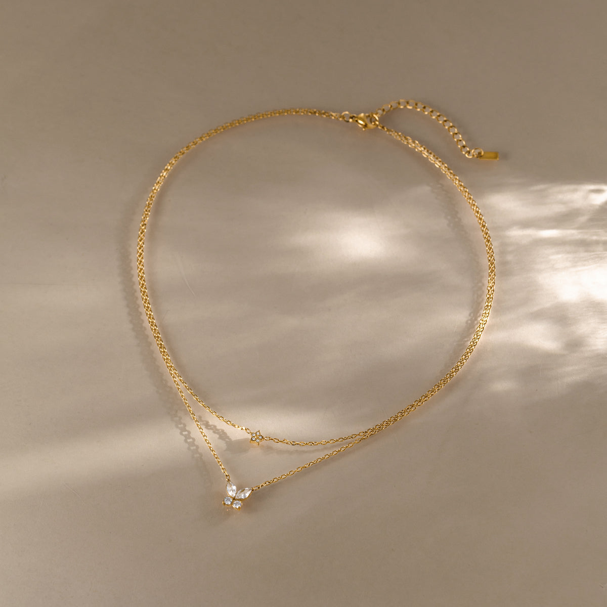 Flower & Butterfly Layered Necklace