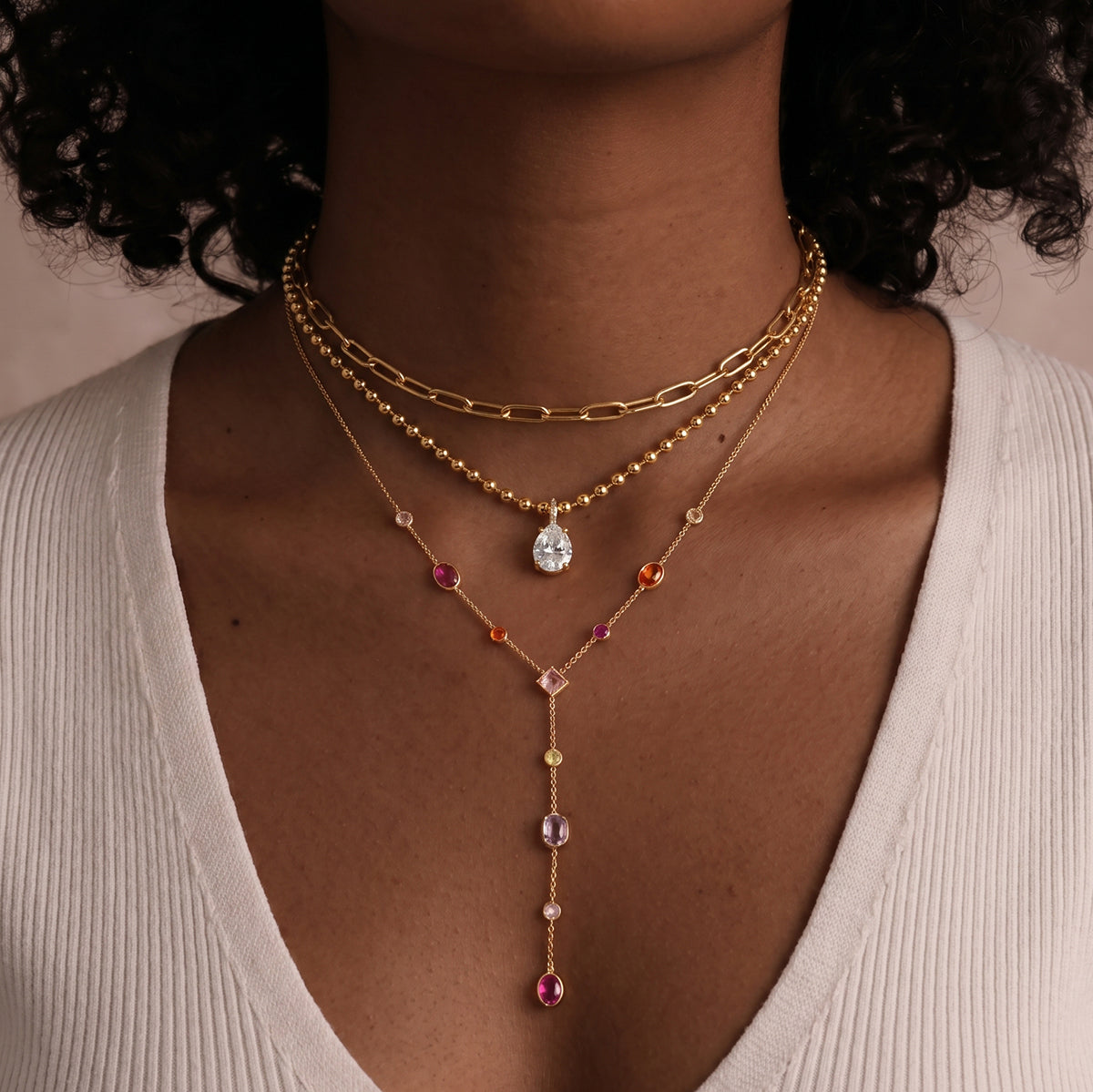 Coloured Zircon Y-Necklace