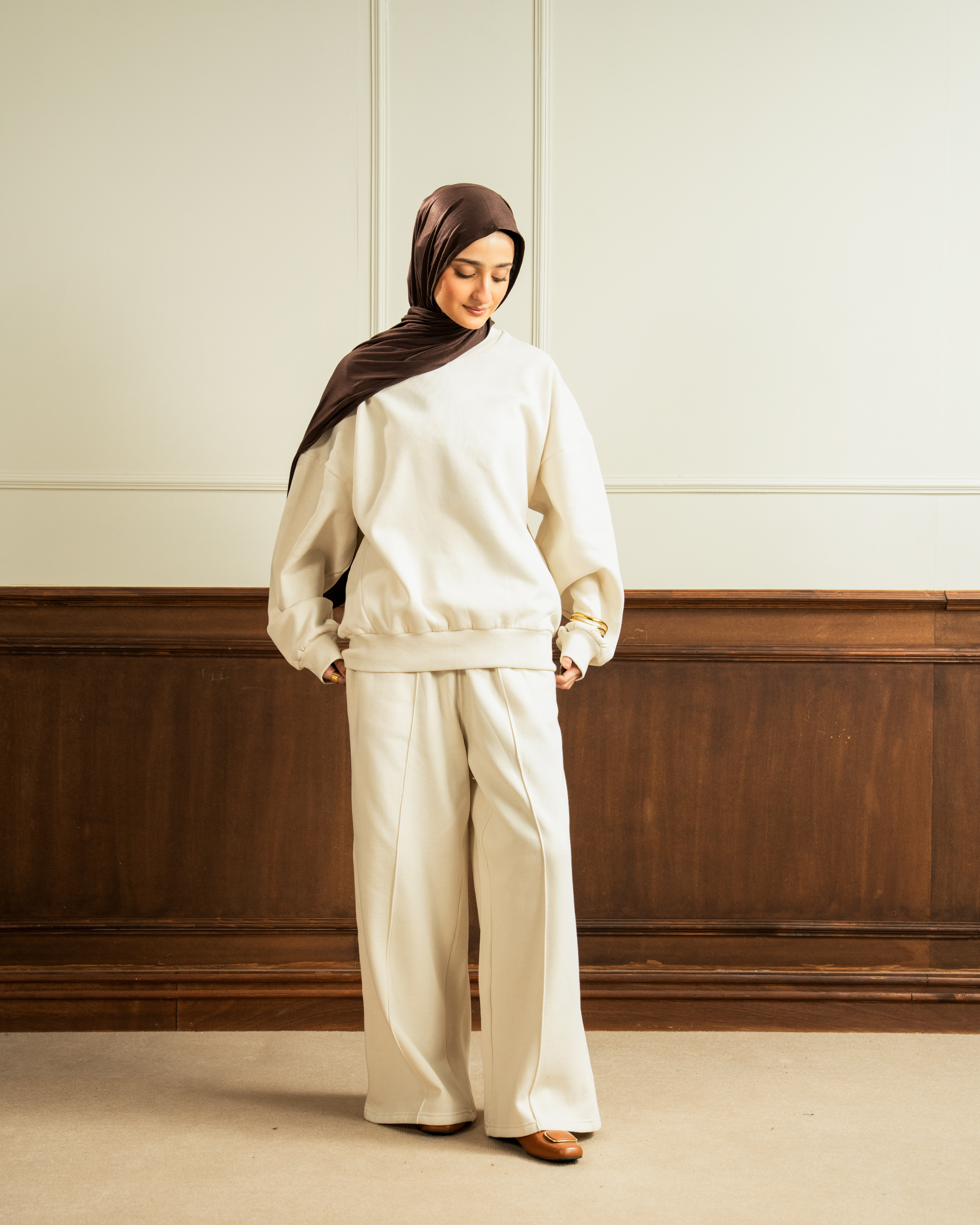 Sweatshirt | Wide Pleated Trouser | Oat Co Ord