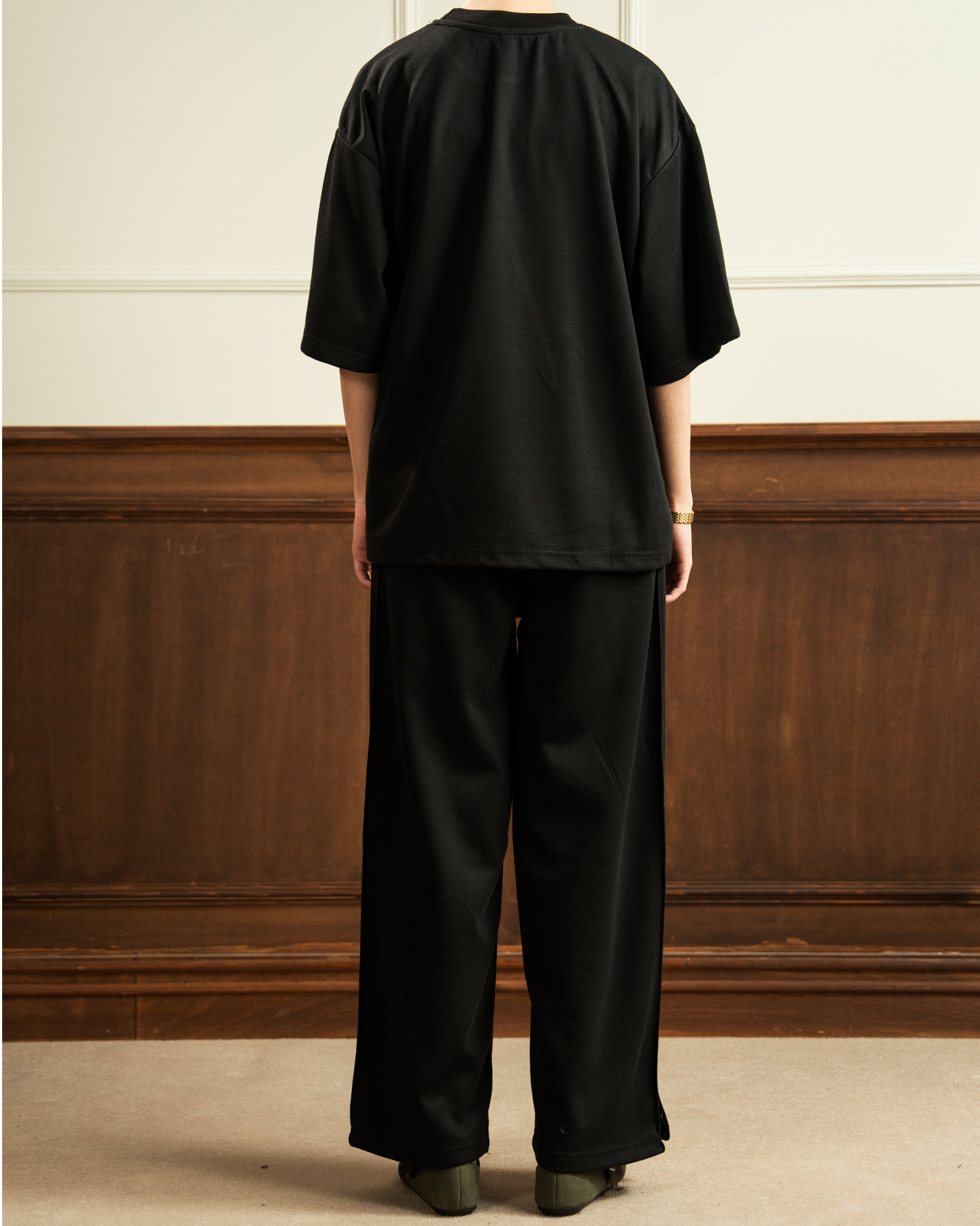 Drop Shoulder | Wide Leg Trouser | Black