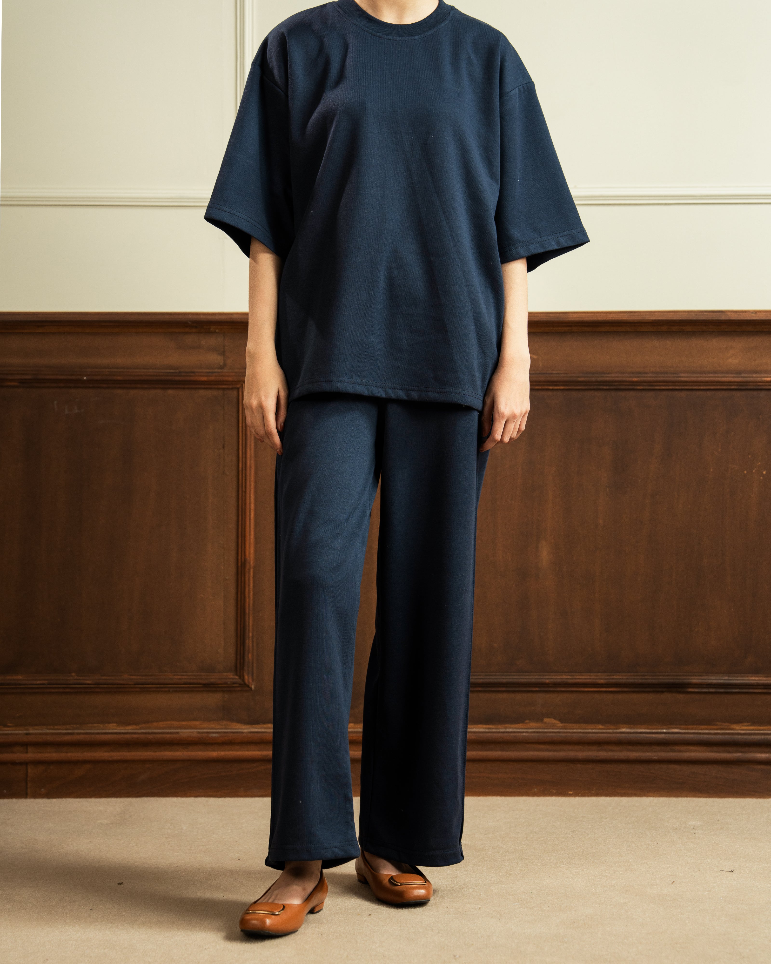 Drop Shoulder | Wide Leg Trouser | Blue