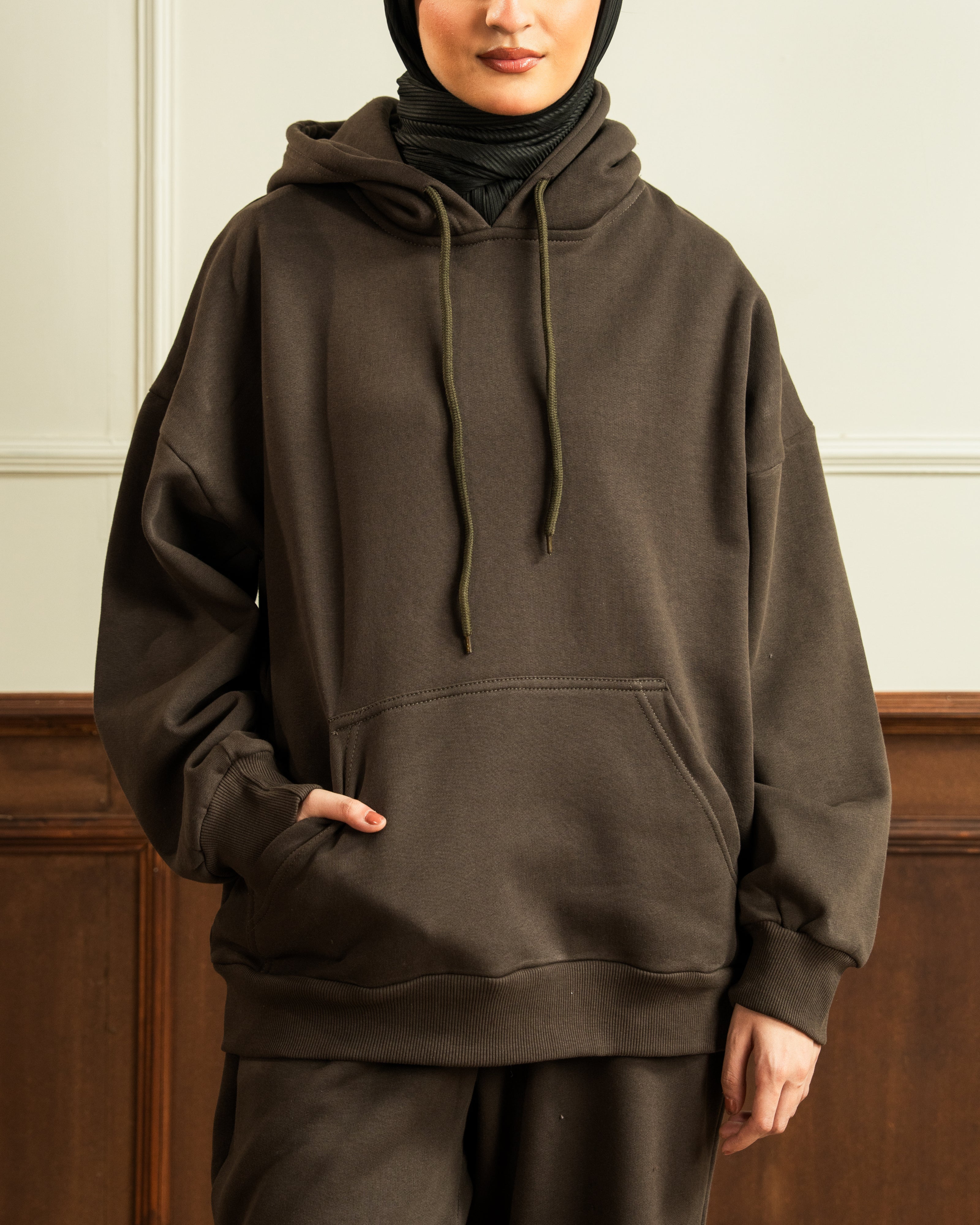 Oversized Hoodie | Straight Slit Trouser | Mocha Brown Co Ord