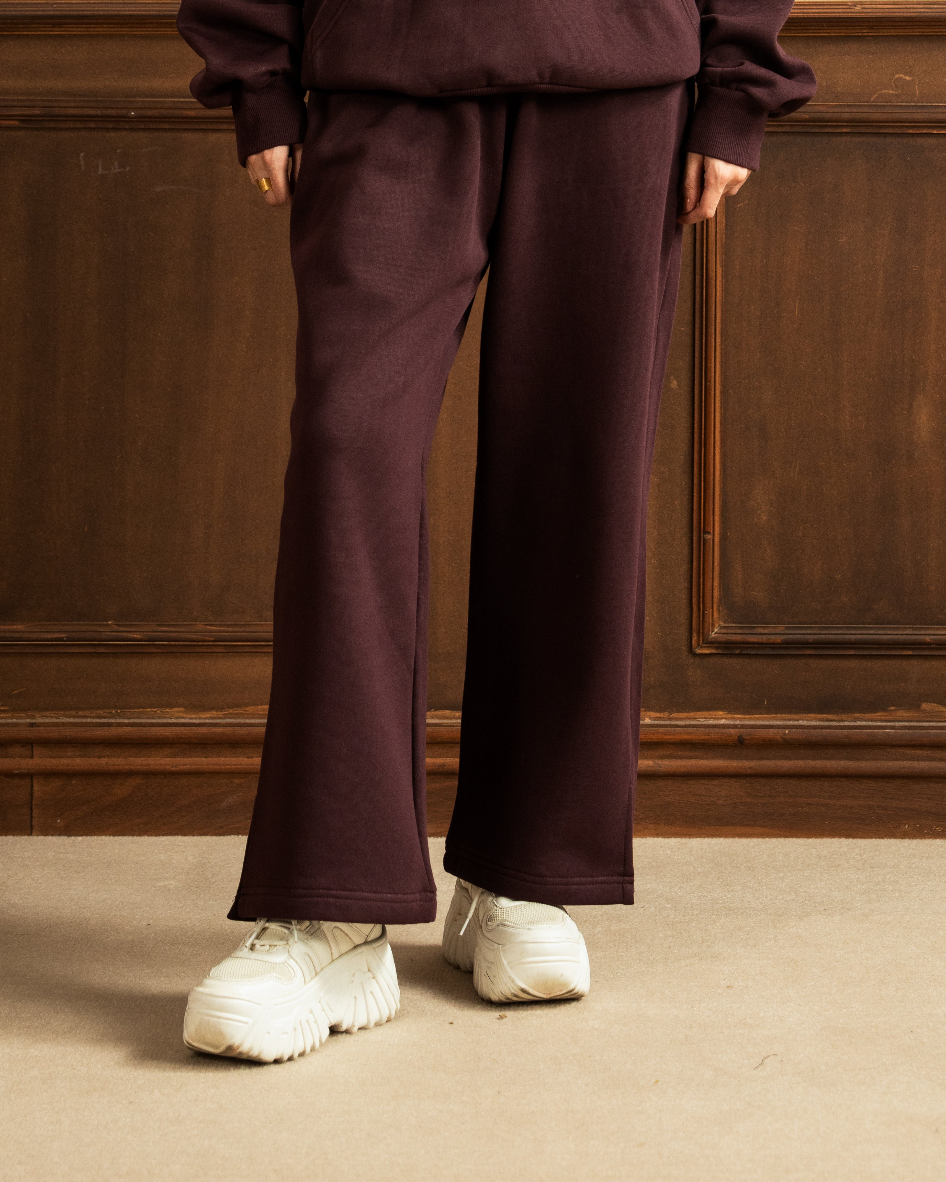 Bomber Jacket | Straight Slit Trouser | Maroon Co Ord