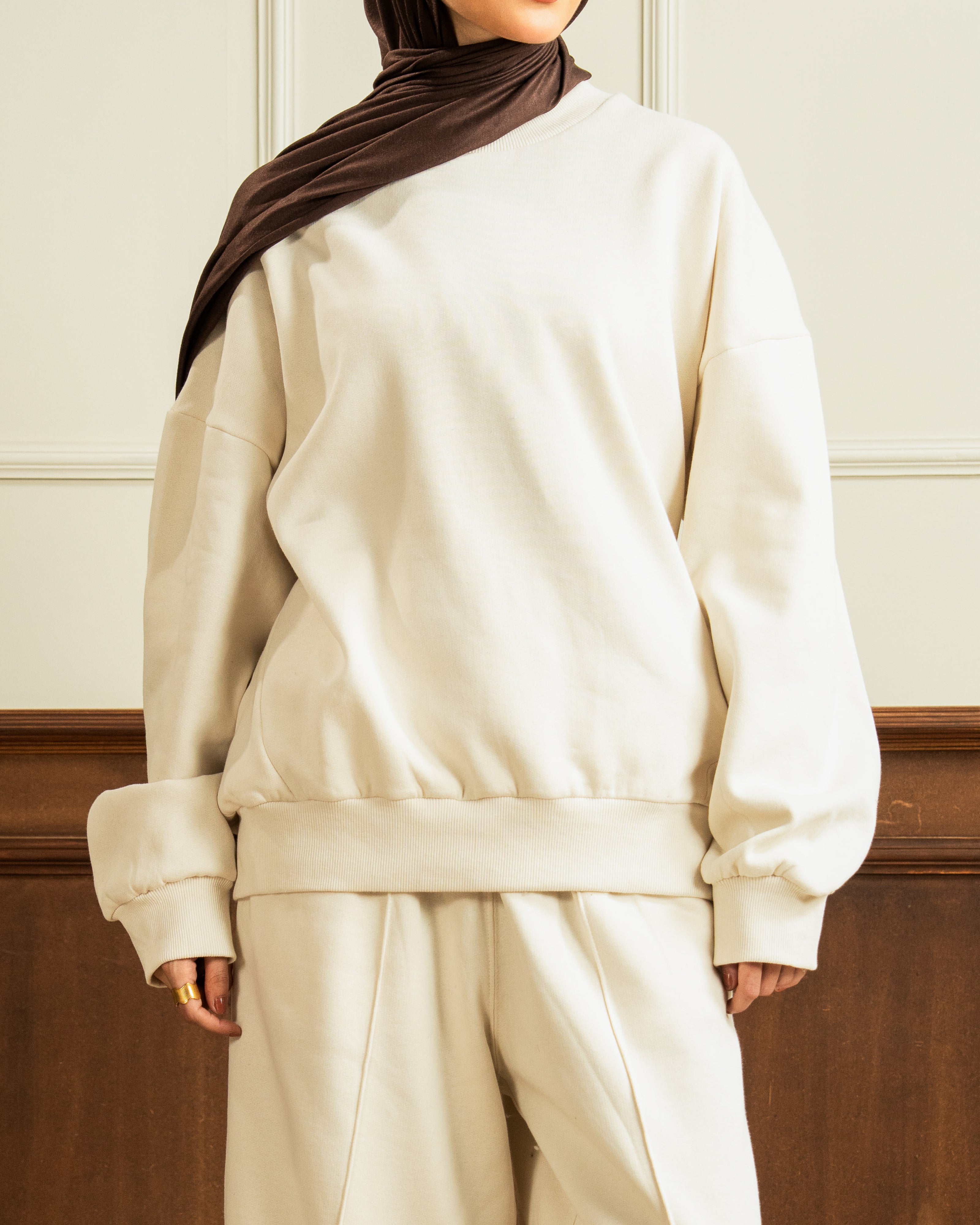 Sweatshirt | Wide Pleated Trouser | Oat Co Ord